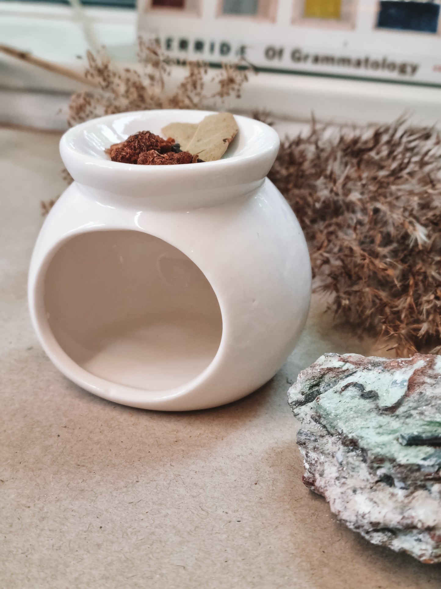 Keramisk aroma lampe - Hvid - Aromaterapi diffuser til olie og duftlys