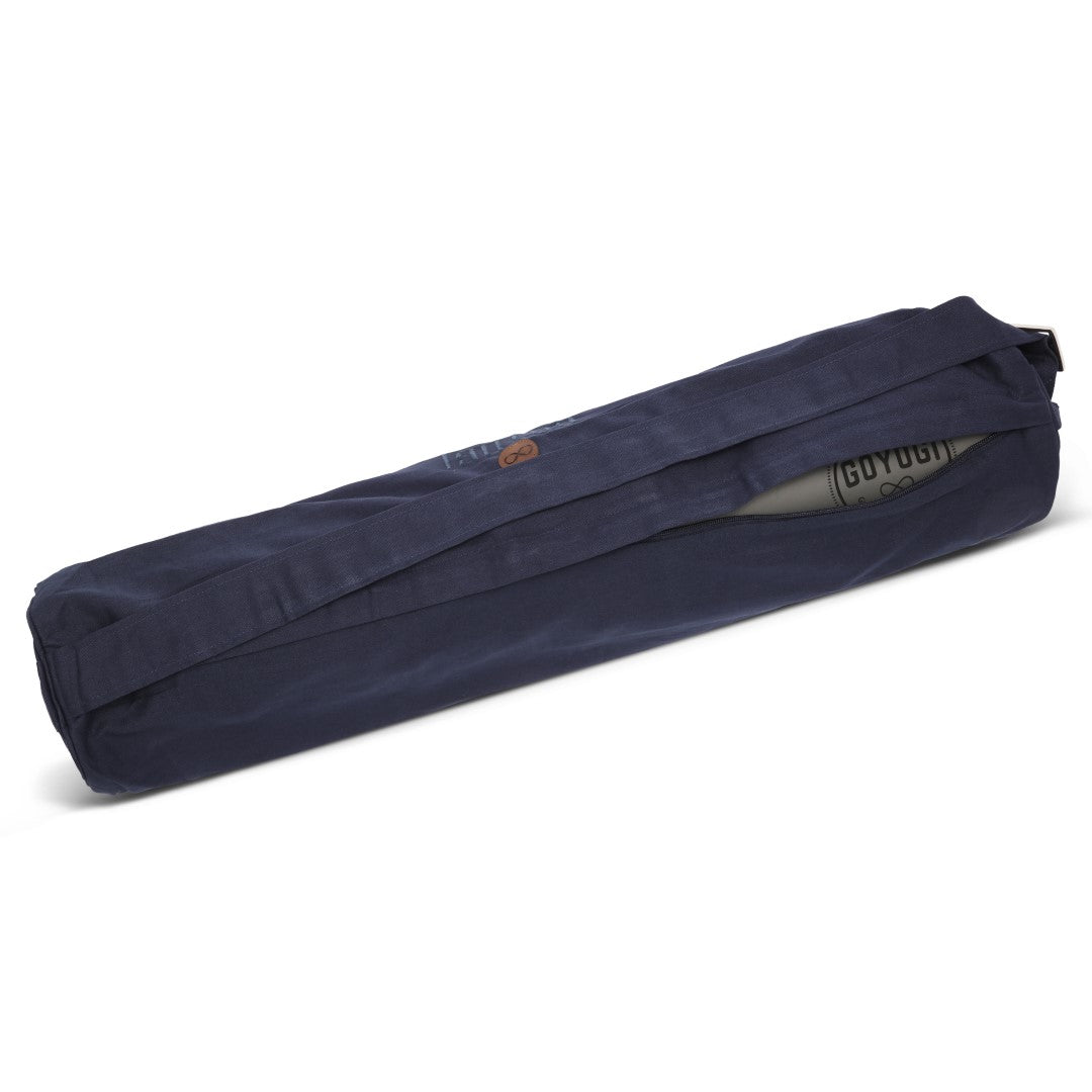Yoga bag in eco cotton w/zipper - Dark blue –