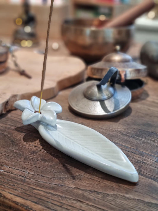 Røgelsesholder Simple Flower Keramik - Grey