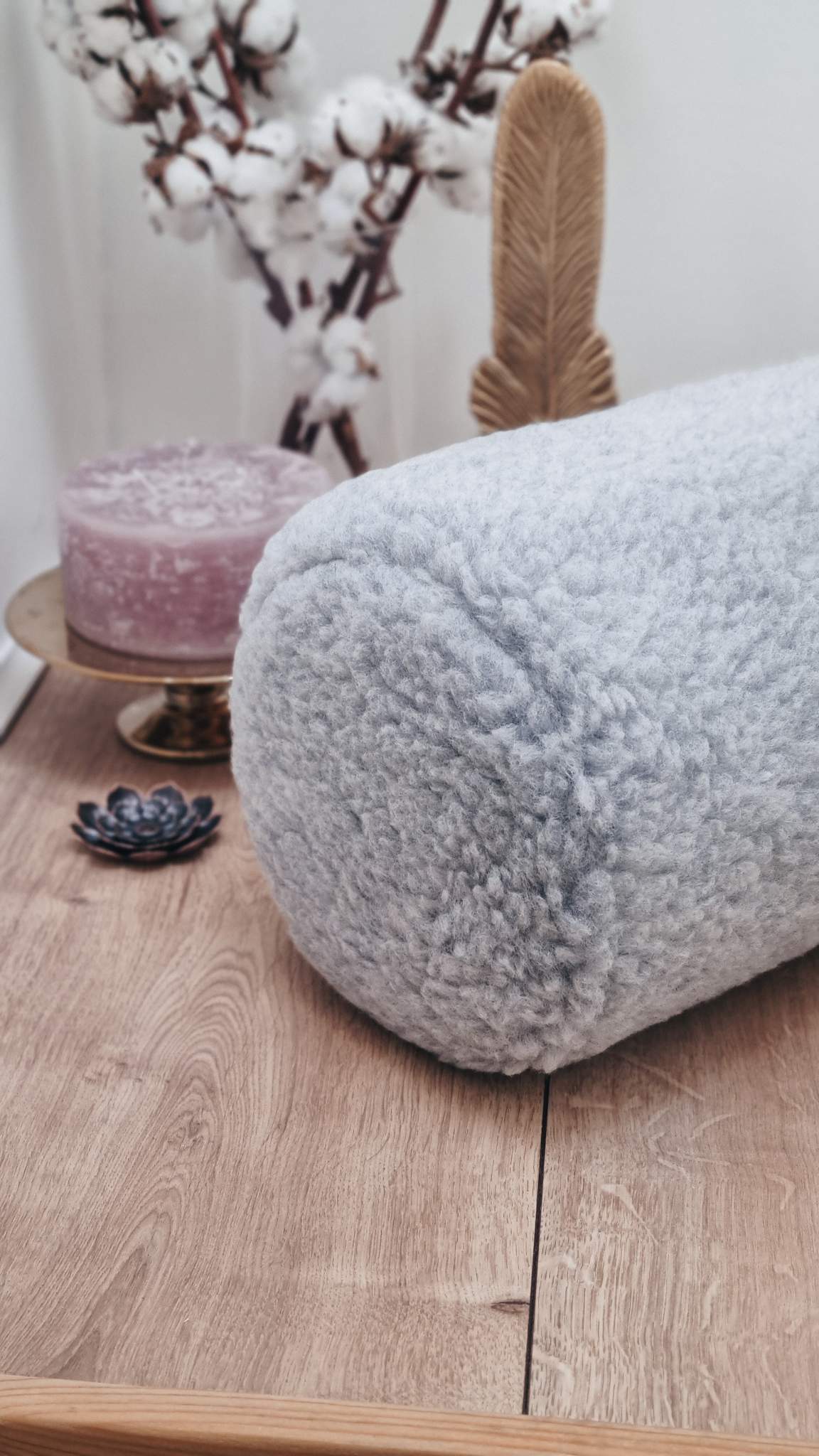 Release Wool Round Bolster - Light Grey