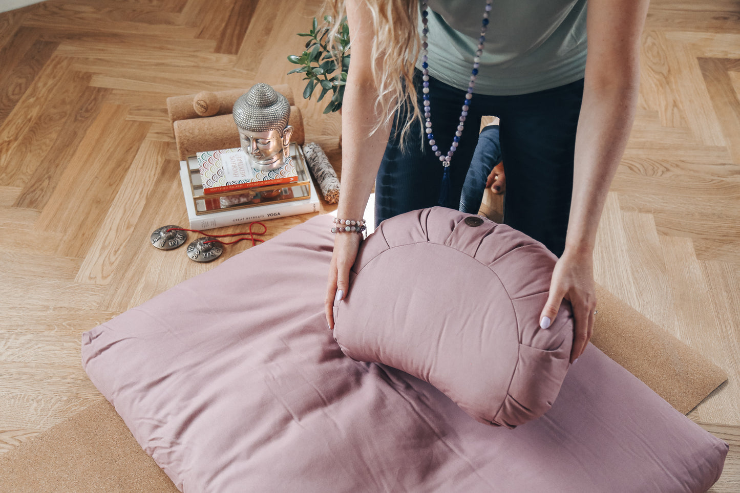 Calm Crescent Meditation Cushion - Pink