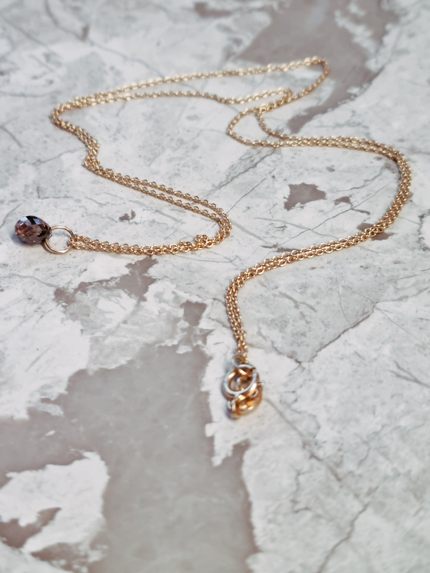 Root Chakra | Brown briolette diamond in 18k gold chain